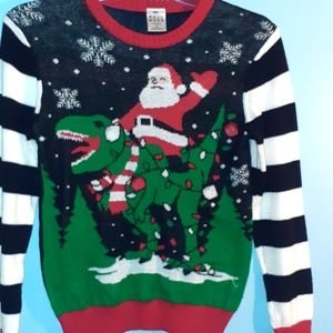 Well Worn Black Red Green Ugly Santa Sweater Size L